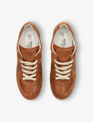 MAISON MARGIELA: Replica contrast-sole leather low-top trainers