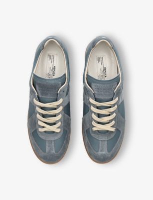 Maison Margiela Replica Contrast-sole Leather Low-top Trainers In Pale Blue