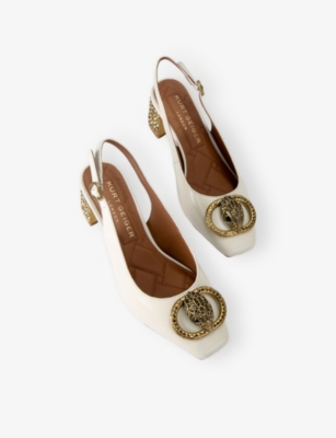 Kurt Geiger London Chelsea Block Bone Slingback Pumps In Bone