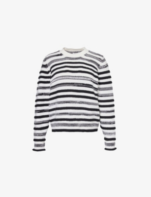 BARRIE: Loch Ripples striped-print cotton and cashmere-blend jumper
