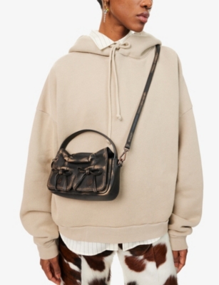 Acne Studios Multipocket Knot Detailed Micro Tote Bag In Dark Brown