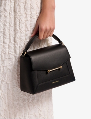 STRATHBERRY WOMENS BLACK MOSAIC LEATHER TOP-HANDLE BAG