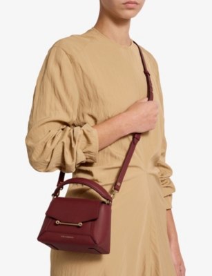 STRATHBERRY WOMENS OXBLOOD MOSAIC NANO LEATHER TOP-HANDLE BAG