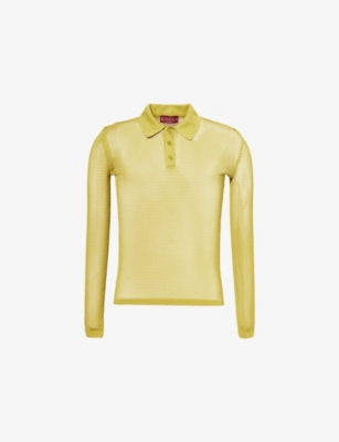 GUCCI: Open-Knit Stretch-Woven Polo Shirt