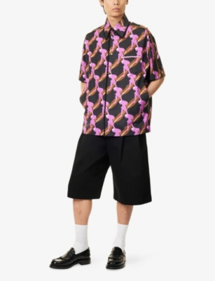 GUCCI: Printed Bead-Trim Oversized Cotton Shirt