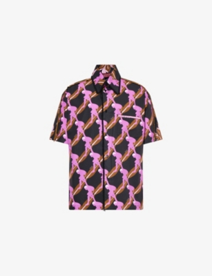 GUCCI: Printed Bead-Trim Oversized Cotton Shirt