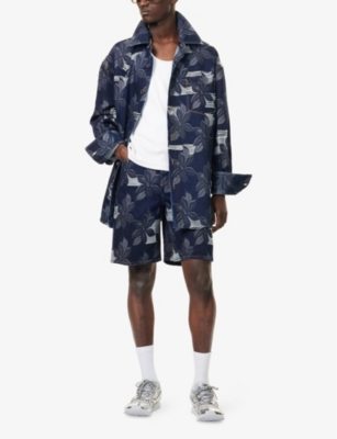 GUCCI: Floral-Jacquard Relaxed-Fit Denim Shirt