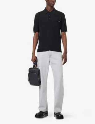 GUCCI: Logo-Print Knitted Wool Polo Shirt
