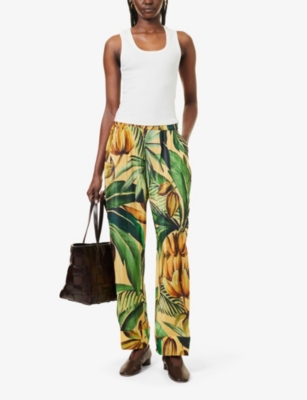 FARM RIO: Sleeveless embroidered-motif stretch-cotton top