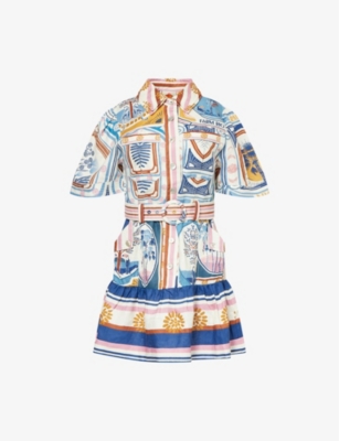 FARM RIO: Cerrado Belted Linen Mini Dress