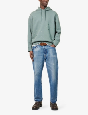 EMPORIO ARMANI: Eagle-Embroidery Relaxed-Fit Stretch-Cotton Blend Hoody