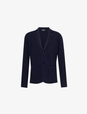 Mens Emporio Armani Notch-Collar Two-Slip-Pockets Relaxed-Fit Cashmere Cardigan