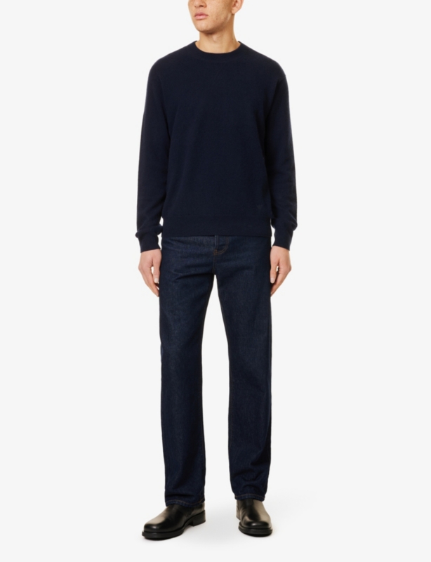 Brand-embroidery crew-neck relaxed-fit cashmere jumper