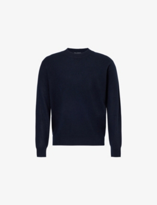 Mens Emporio Armani Brand-Embroidery Crew-Neck Relaxed-Fit Cashmere Jumper