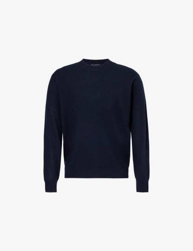 Brand-embroidery crew-neck relaxed-fit cashmere jumper