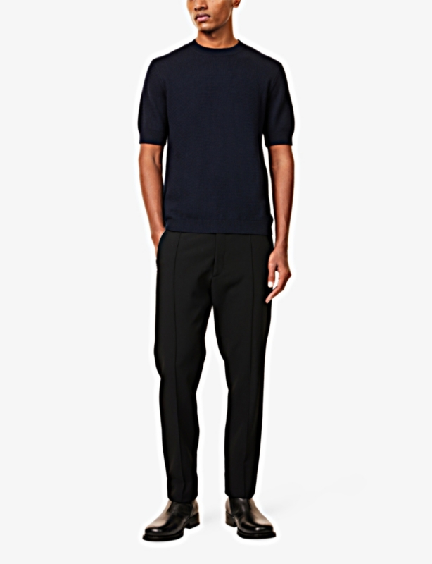 Crewneck Short-Sleeve Wool-Blend Knitted T-Shirt