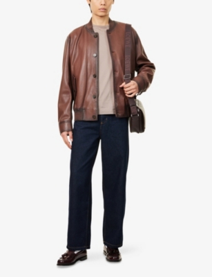 EMPORIO ARMANI: Airbrushed Napa Leather Jacket