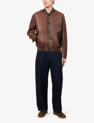 EMPORIO ARMANI: Airbrushed Napa Leather Jacket