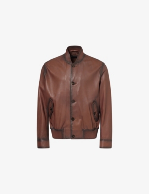 EMPORIO ARMANI: Airbrushed Napa Leather Jacket