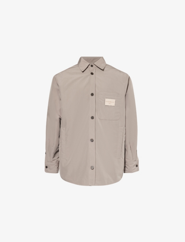 Logo-Patch Collared Woven Shacket