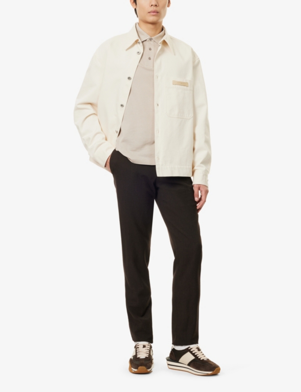 Brand-Patch Denim-Blend Overshirt