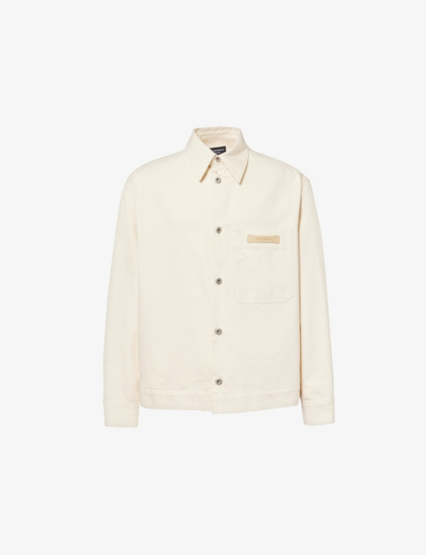Brand-Patch Denim-Blend Overshirt