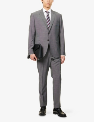 EMPORIO ARMANI: M Line Sharkskin Single-Breasted Wool Suit