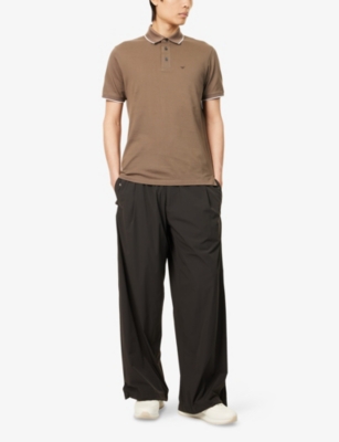 EMPORIO ARMANI: Logo-Embroidered Cotton-Piqué Polo Shirt