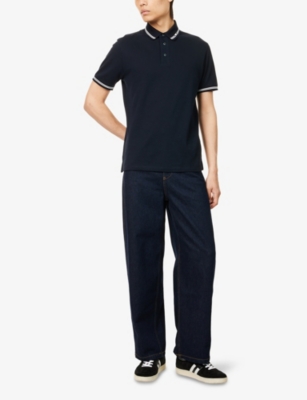 EMPORIO ARMANI: Contrast-Trim Cotton-Piqué Polo Shirt