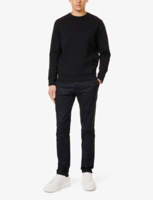 EMPORIO ARMANI: Two-slip-pockets brand-plaque straight-leg regular-fit stretch-cotton trousers