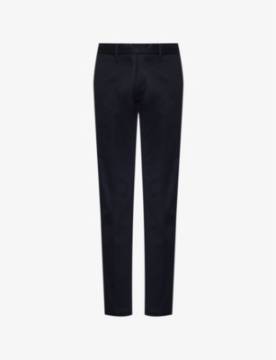 EMPORIO ARMANI: Two-slip-pockets brand-plaque straight-leg regular-fit stretch-cotton trousers