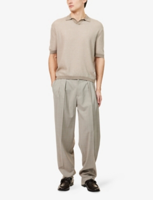 EMPORIO ARMANI: Logo-Embroidered Short-Sleeve Knitted Polo Shirt