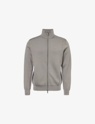 Mens Emporio Armani Brand-Embroidery High-Neck Relaxed-Fit Knitted Sweatshirt