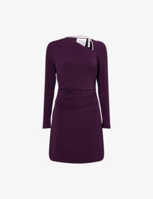 HERVE LEGER: Abby Crystal Embellished-Strap Stretch-Jersey Dress
