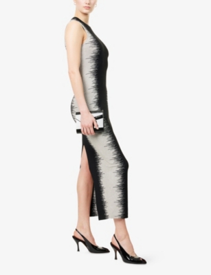 HERVE LEGER: Ruby Sleeveless Intarsia-Knit Pattern Gown