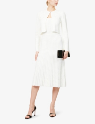 HERVE LEGER: Georgina Cropped Woven Cardigan
