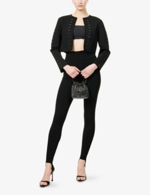 HERVE LEGER: Emilia Cropped Woven Jacket