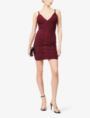 HERVE LEGER: Andrea Ruched Stretch-Mesh Mini Dress