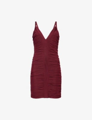 HERVE LEGER: Andrea Ruched Stretch-Mesh Mini Dress