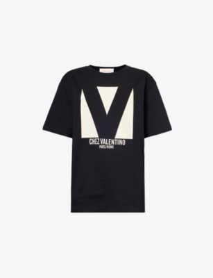Shop Valentino Womens Nero Chez Brand-print Cotton-jersey T-shirt Xxs