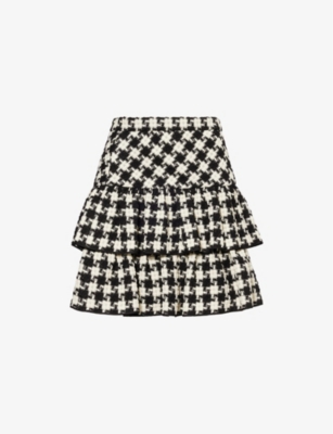 VALENTINO GARAVANI: Check-Pattern Tiered Woven Mini Skirt
