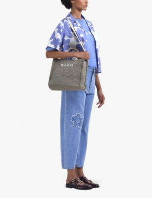 Marni Denim Boyfriend Jeans With Floral Embroidery In Cobalt