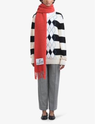 Marni Fringed Scarf In Crimson