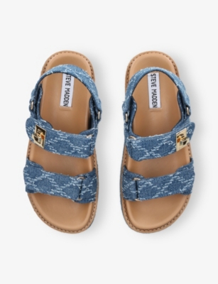 STEVE MADDEN: Bigmona Denim Raffia Sandals