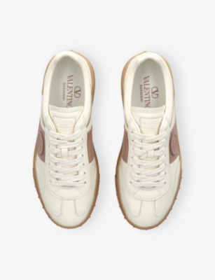 VALENTINO GARAVANI WOMENS WHITE/OTH UPVILLAGE LOGO-EMBROIDERED LEATHER LOW-TOP TRAINERS EUR 38.5 / 5.5 UK 