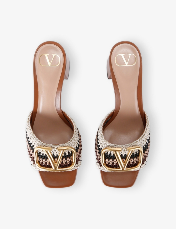 VLogo Signature 60 Crochet-Knit Heeled Mules