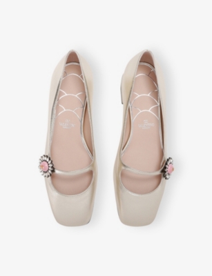 Valentino Mary Jane Metallic Leather Ballet Flats In Gold