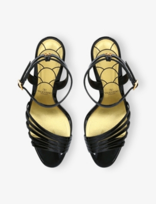 VALENTINO GARAVANI: Ladycrush Crystal-Embellished Leather Heeled Sandals