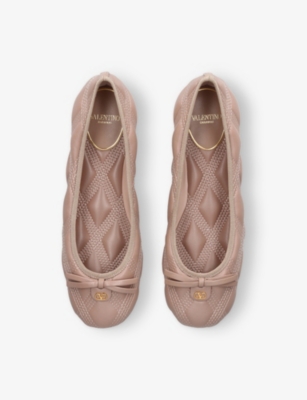 VALENTINO GARAVANI: Quiltie 67 Leather Ballet Flats