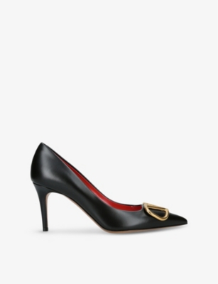 VALENTINO GARAVANI WOMENS BLACK VLOGO SIGNATURE 60 LEATHER PUMPS